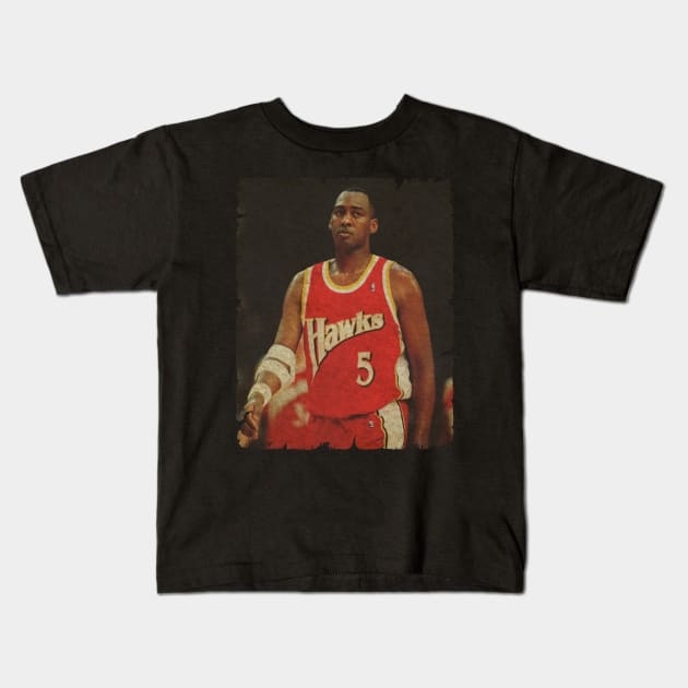 Danny Manning During His Hawks Days Kids T-Shirt by Wendyshopart